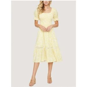 NWT Lost and Wander Yellow White Flower Midi Dress- S